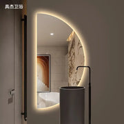 miroir mural semi circulaire acier inoxydable verre led moderne salon chambre entrée