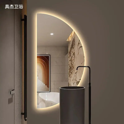 Miroir mural demi-rond 50 cm gris clair
