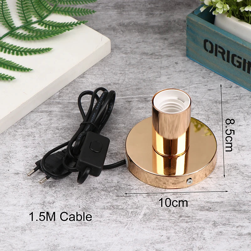 support lampe moderne câble électrique interrupteur noir doré blanc métal lisse
