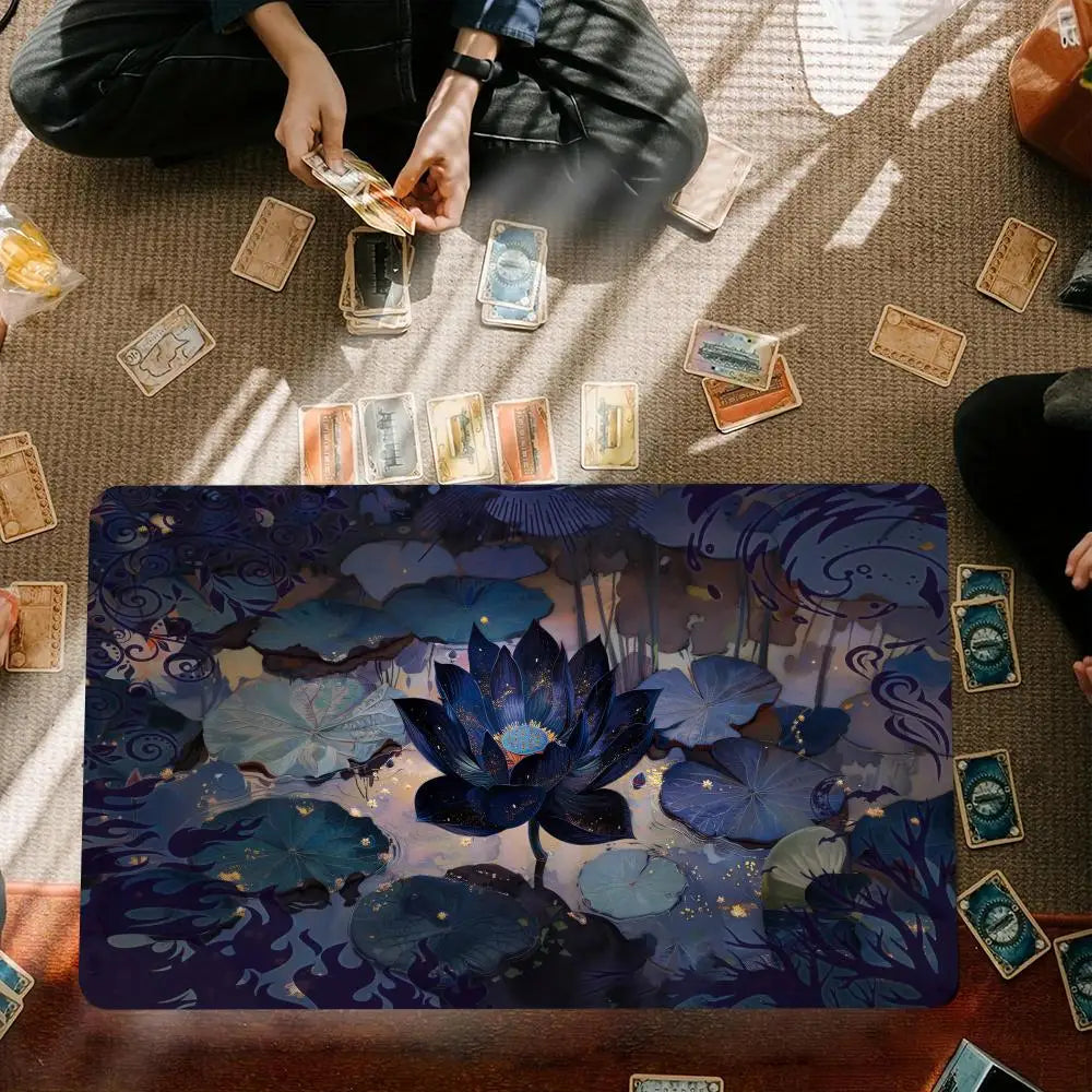 tapis souris noir bleu violet adhésif fleurs stylisées motifs floraux moderne opacité gaming tablette