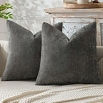 housse coussin carré bleu marine chenille polyester moderne zip blanc