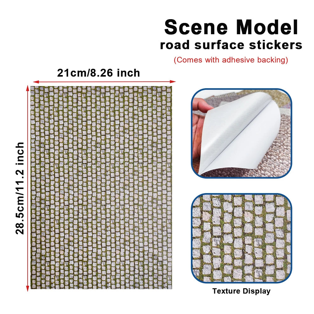 stickers sol maquette carreaux ciment gravier brique pelouse route réalistes opaques 14ans plus