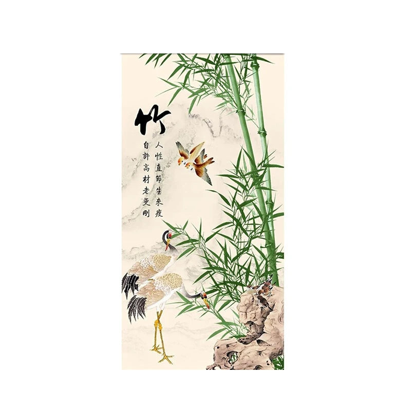 toile imprimée motifs floraux chinois bambou orchidée chrysanthème décoration murale rouleaux peinture asiatique traditionnelleSuspension