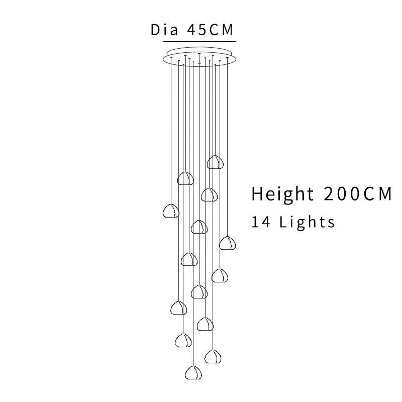 suspension lumineuse moderne transparente cristal ampoules led 200cm haute luminosité