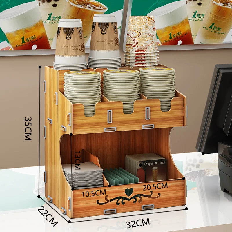support tasse bambou bois naturel accessoires bar salon thé moderne