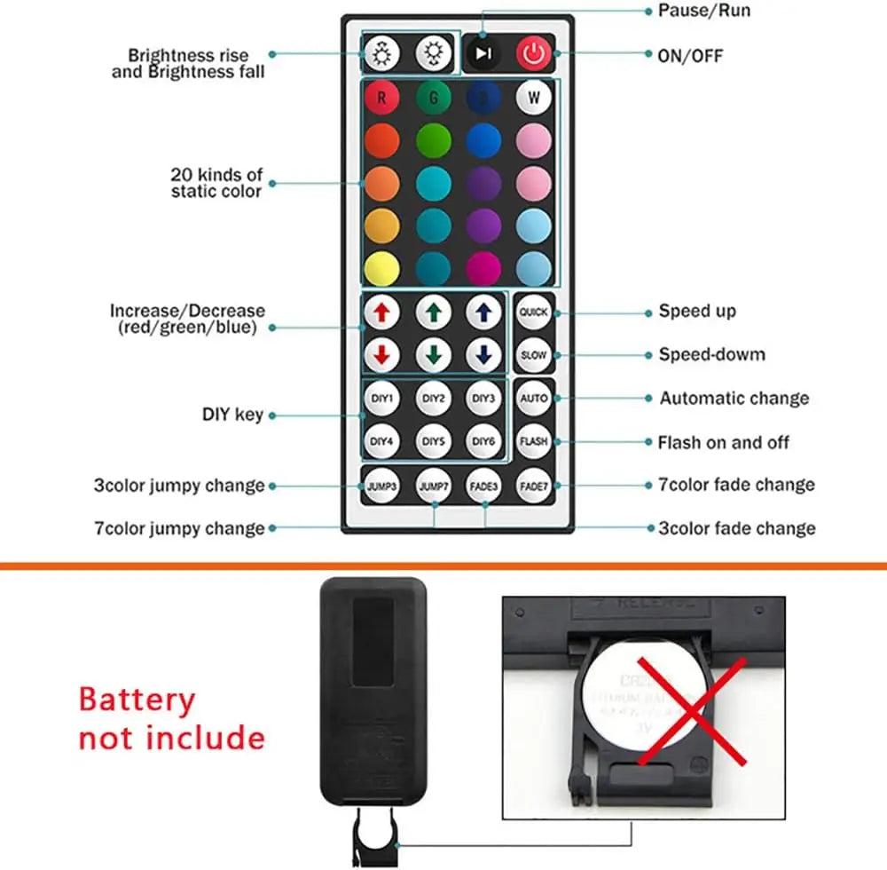 contrôleur lumière led rgb 24 touches 44 touches télécommande ir blanc noir moderne