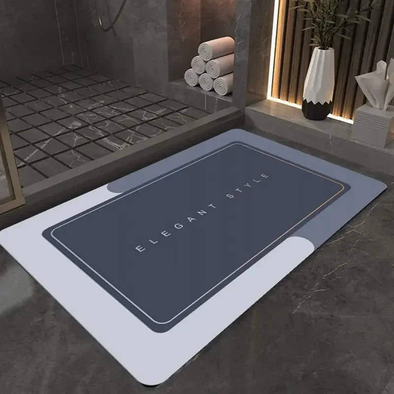 tapis bain gris moderne antidérapant texte bathroom salle bain douche