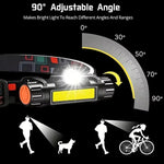 lampe frontale led rechargeable usb noir camping pêche étanche haute luminosité 180deg