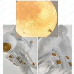suspension lumineuse moderne astronautes lune blanc doré acrylique métal toucher interrupteur led 18cm 20cm