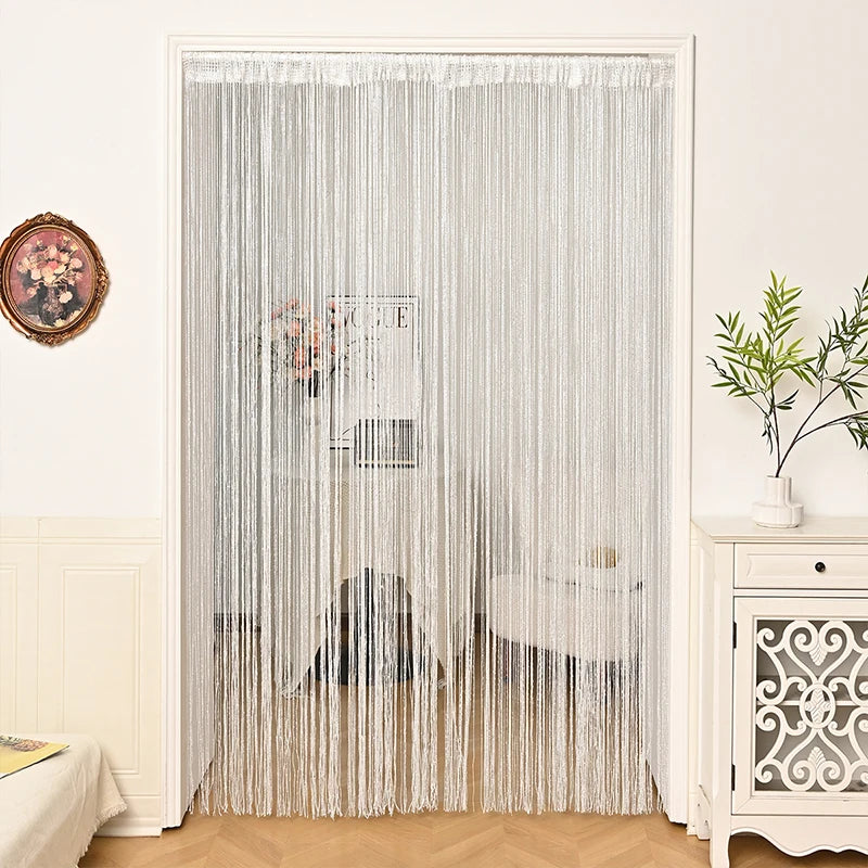 rideau porte transparent franges decoratif or violet rose moderne chambre