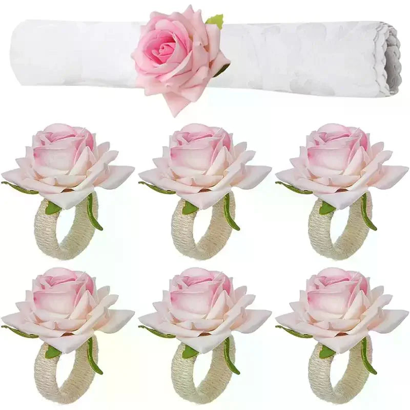 boucle serviette rose blanche rouge bleu fleurs artificielles tissu classique adhésif mariage valentin