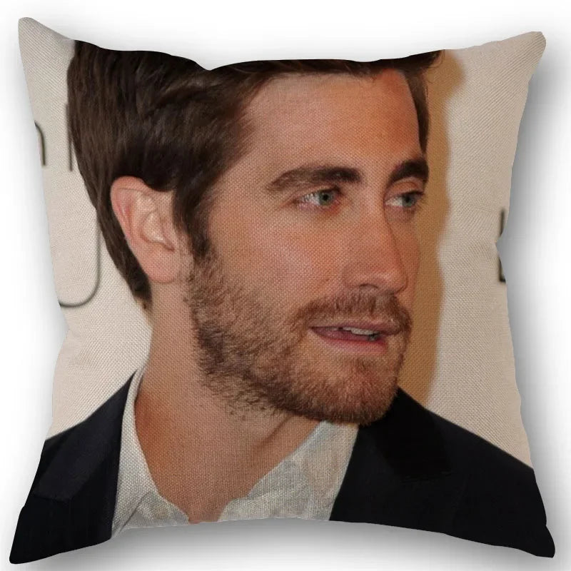 taies d'oreiller coton lin motif jake gyllenhaal moderne bleu marine imprimé décoration maison washable