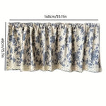 rideau fleuri vintage polyester beige bleu salon chambre