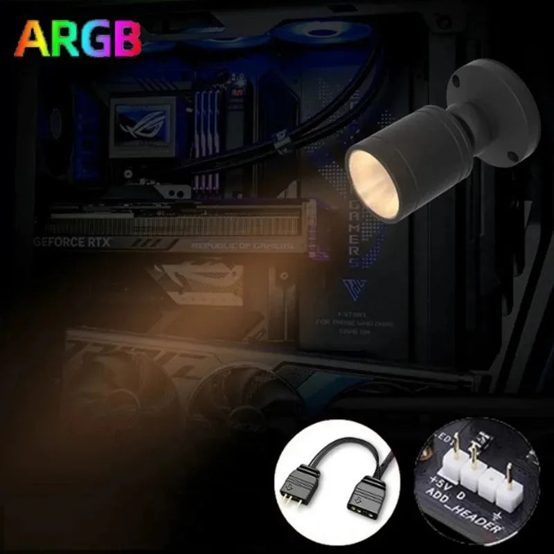 Spot LED ARGB noir moderne 3W 5V 3pin header câble inclusion minimaliste