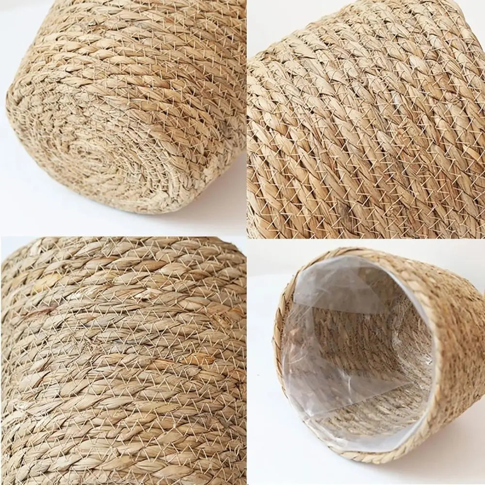 pot fleurs tissé fibres naturelles rustique boho chic rangement extérieur mini small medium large