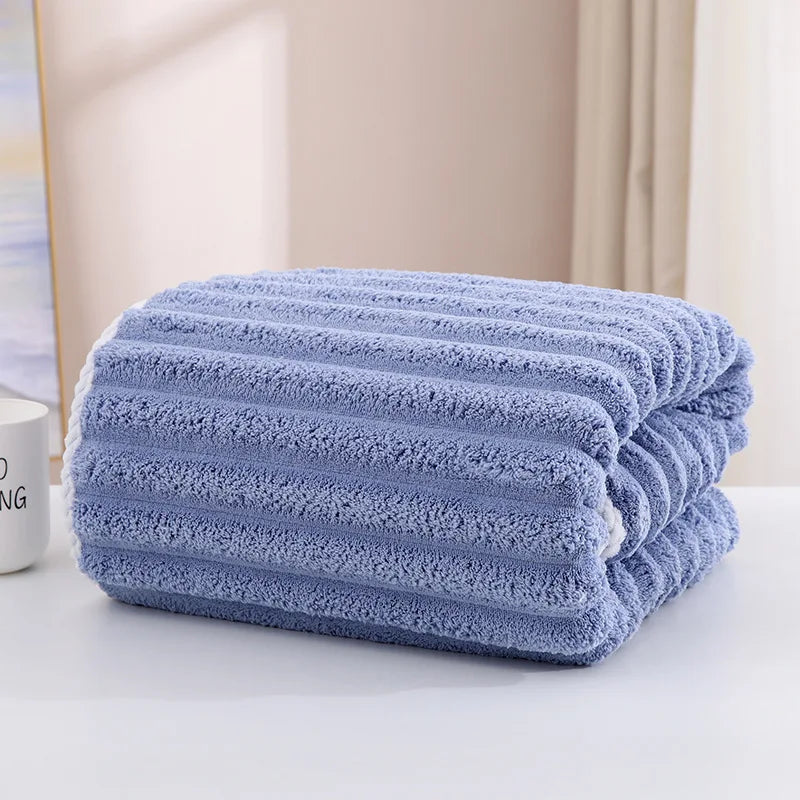 serviette bain rapide absorbante lavable machine rayée moderne blanche rose gris bleuclair