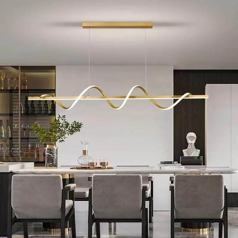 Suspension lumineuse moderne ornement ondulé or blanc noir moderne chambre salon