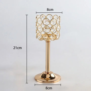 chandelier élégant bougeoir doré cristal transparent décoration maison or galets circulaires