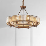 lustre moderne suspension bronze doré ampoules e14 chaines transparentes verticales 105 55cm