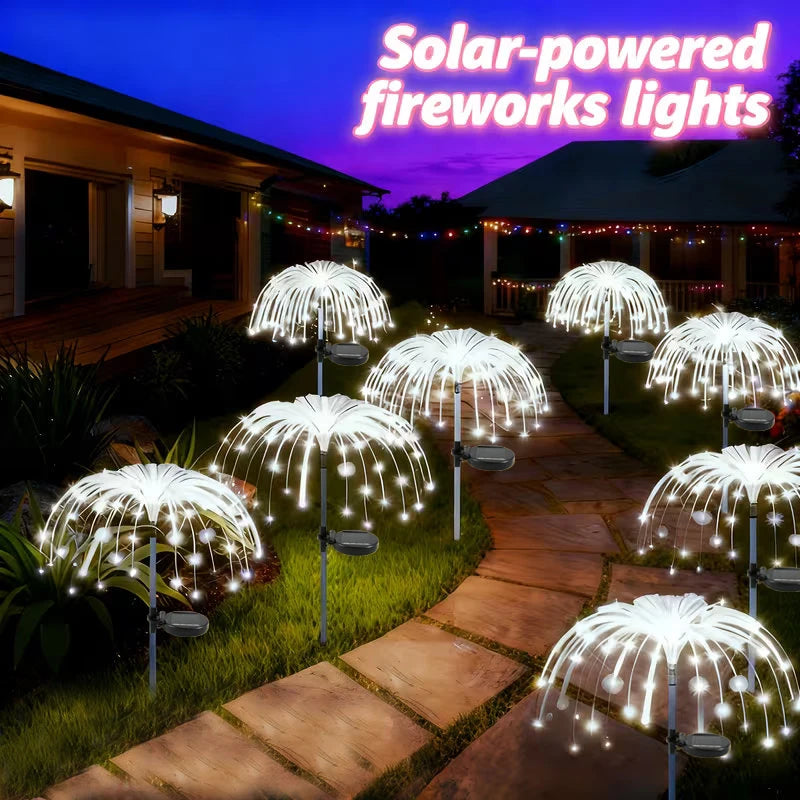 lumières solaires feux d'artifice blancs modernes extérieures patio autoinstallation led scintillantes