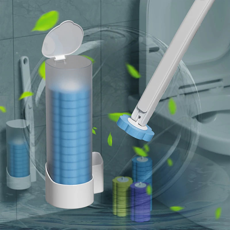 brosse toilette jetable adhésive moderne blanc bleu violet jaune remplaçable respectueux environnement pack utilitaire