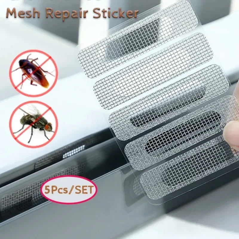 sticker réparation moustiquaire adhésif gris argenté transparent filet carré anti insectes utilitaire fenêtre porte