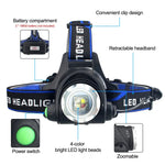 lampe frontale led noir bleu tissu logo clip verre transparent moderne camping