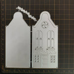 plaque découpée scrapbooking motifs architecturaux fenêtres toits blanc architectural papier cartonné