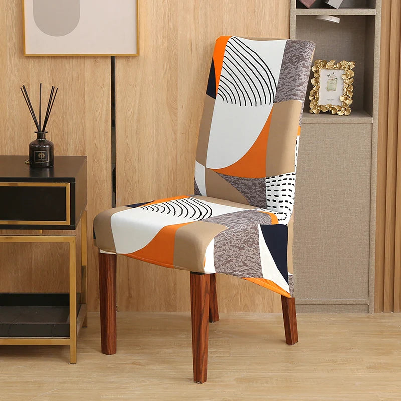 housse chaise xl spandex polyester moderne floral gris noir beige orange