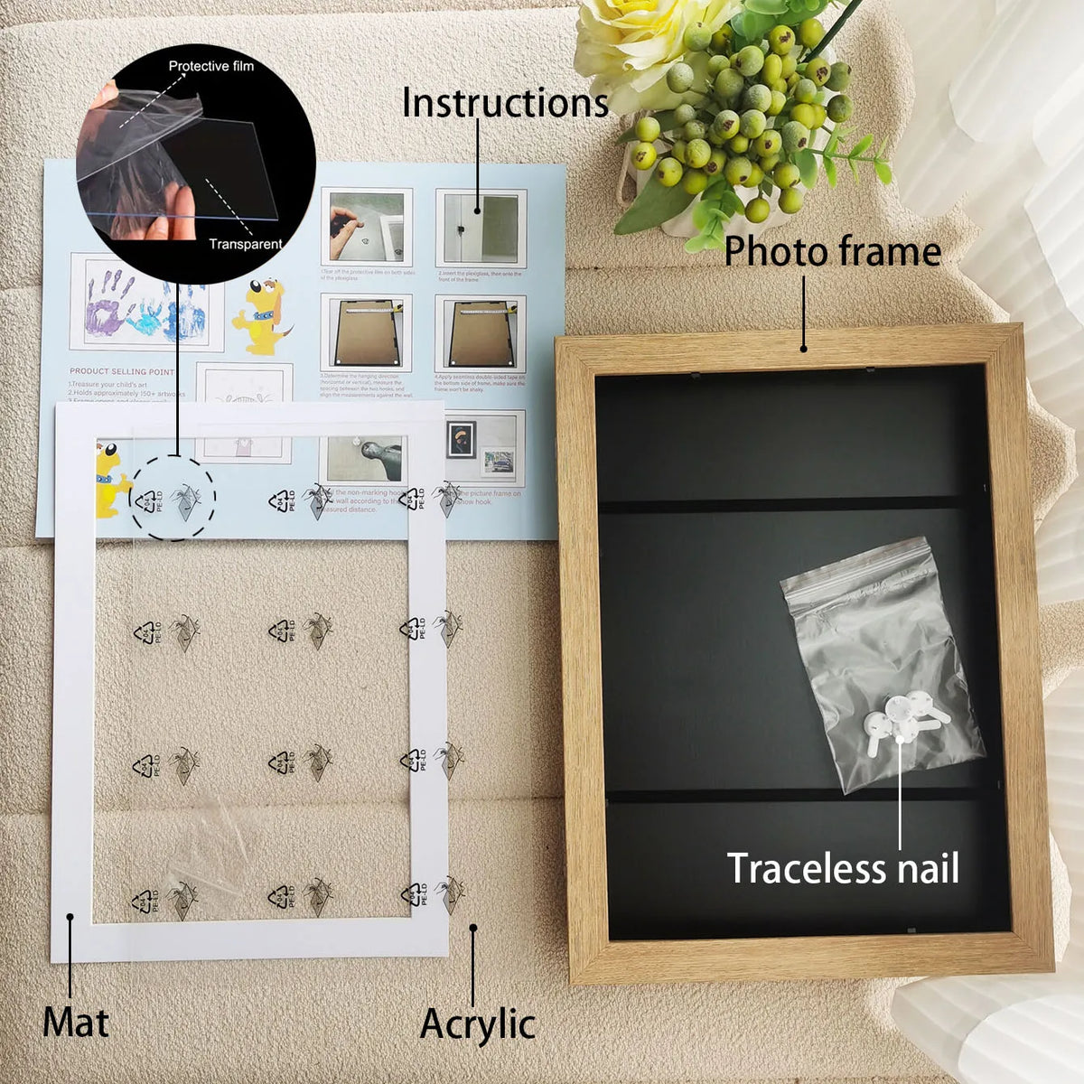 cadre photo bois moderne transparent adhésif a3 a4 8.5x11inch blanc noir instructions