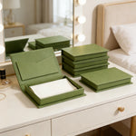boîtes bijoux réutilisables velours opaques vert olive blanc classiques