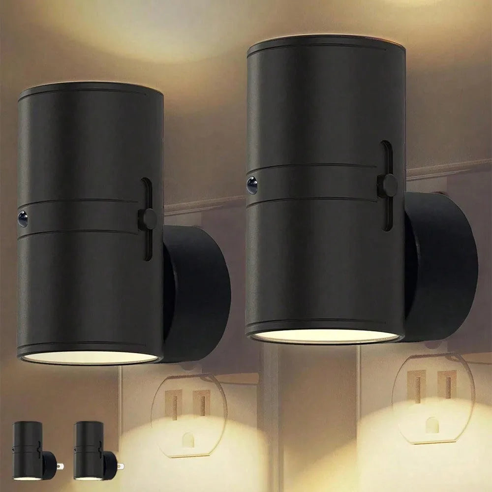 veilleuse led murale noire moderne flux lumineux faible prise murale certifiée ul rohs cem
