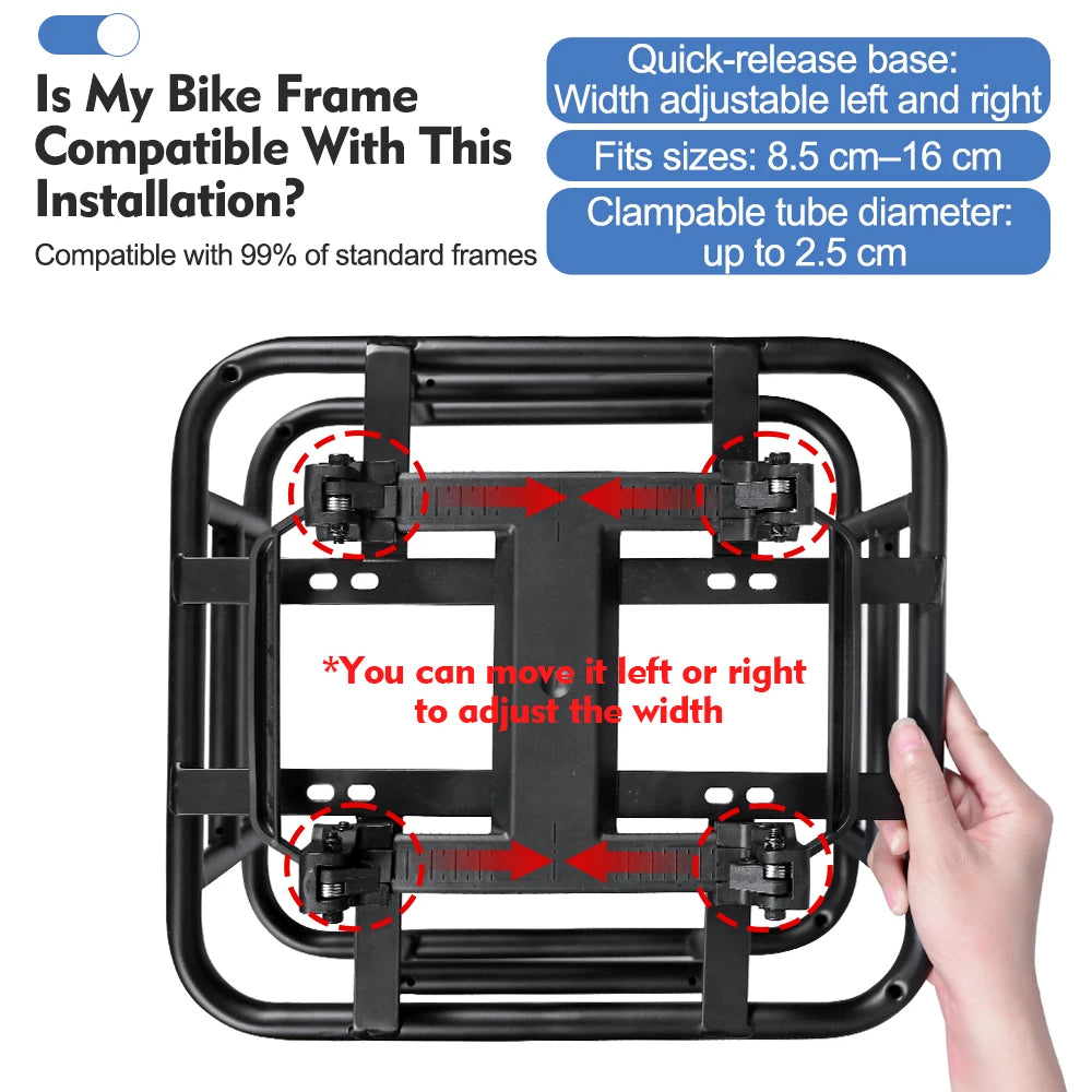 panier arrière vélo métal noir structure barreaux fixation rapide charge max 30kg minimaliste utilitaire