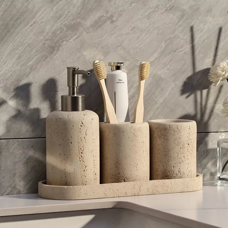 porte savon moderne porte brosse dents pierre naturelle ensemble salle bain porte gobelet minimaliste