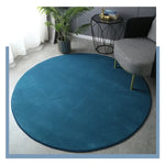 tapis rond bleu uni moderne maison chambre extérieur décoration polypropylène polyester lavage mécanique