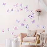 sticker mural papillons violet rose blanc moderne décoration chambre enfant opacité 20x30cm x2paquets