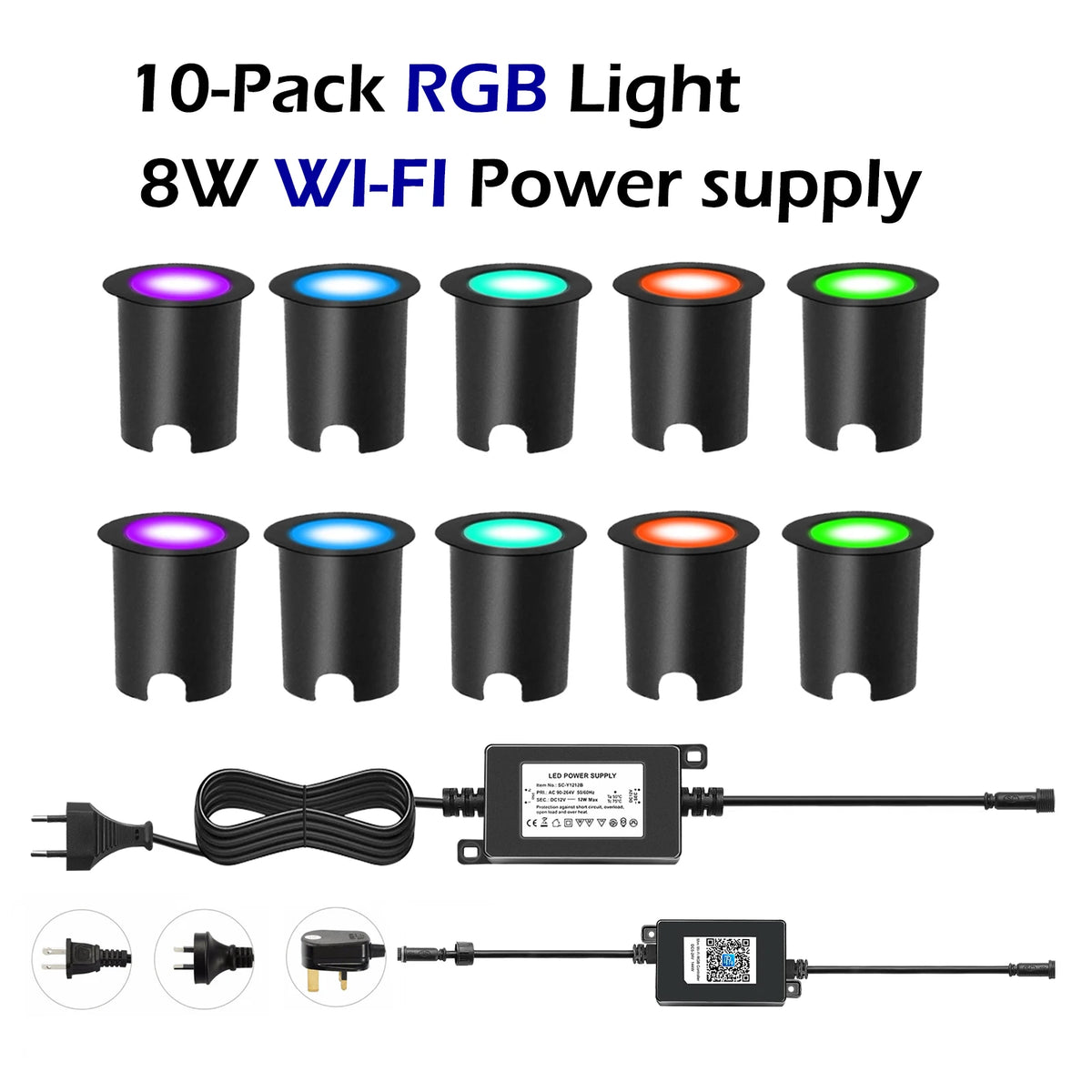 spots led noirs ip67 modernes application mobile contrôlabilité wifi rgb étanches