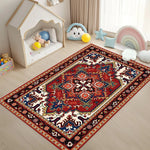 tapis rouge bleu beige traditionnel motifs floraux géométriques velours antidérapant intérieur extérieur