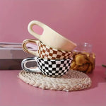 tasses céramique classiques damier noir blanc tasse unique poignée