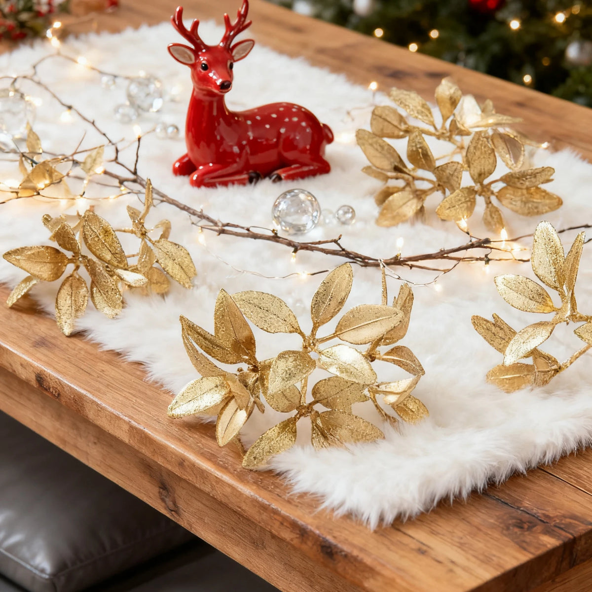 guirlande feuilles artificielles or argent decoration maison anniversaire noel festiveextérieur bricolage cadeau