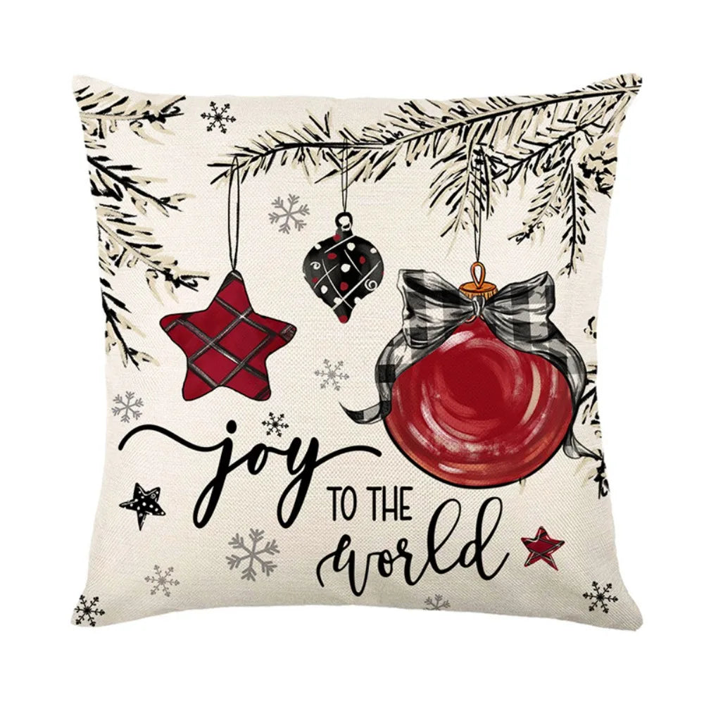 housse coussin noël arbre étoiles flocons gris blanc rouge noir traditionnel decoration festive