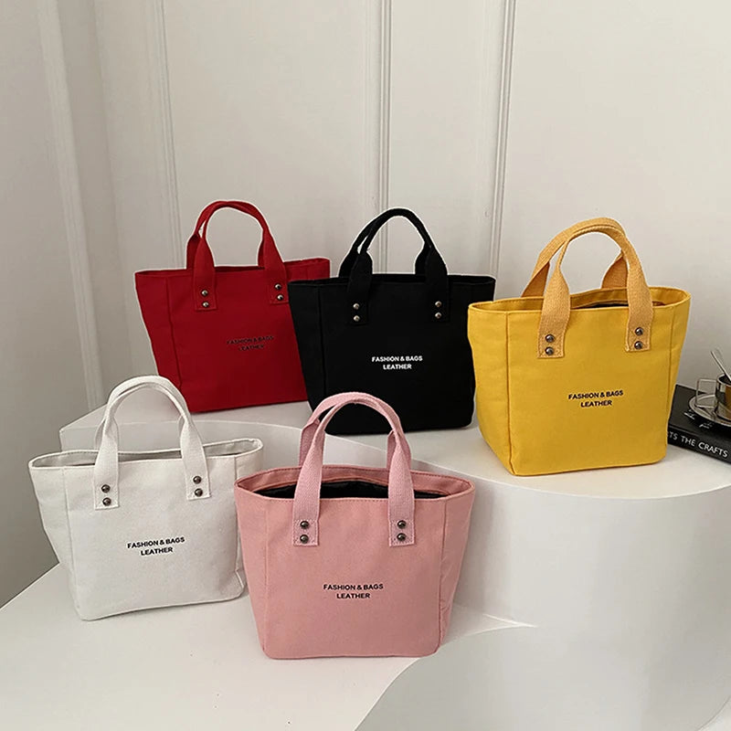 sac main toile polyester couleur rose rouge noir blanc jaune moderne casual poignées fermure