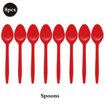 assiettes papier festives fourchettes couteaux serviettes nappe moderne points rouges noirs