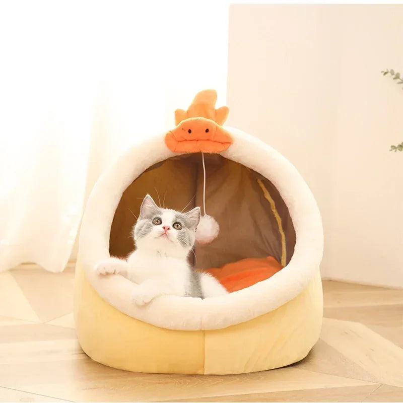 lit chat doux moelleux gris beige orange vert confortable tapis coton respirant