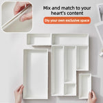 boîtes rangement modulaires blancs plastique sans BPA réutilisables compartiments divers table drawer
