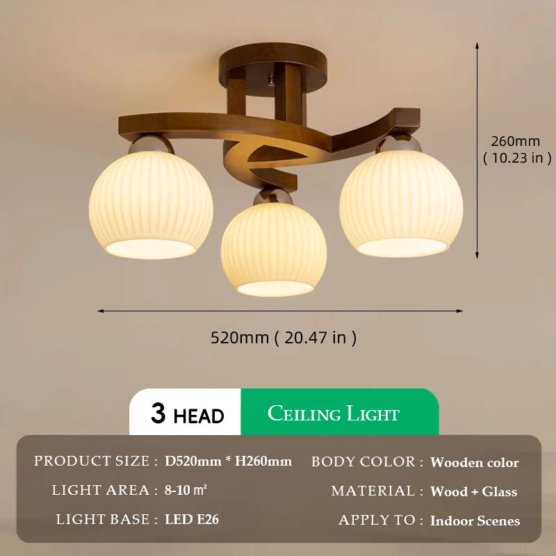 plafonnier moderne bois foncé blanc scandinave lampes éclairage salon chambre