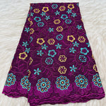 tissu dentelle coton brodé fleurs motif broderie africaine voile suisse vêtement élégant