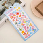 sticker 3d animaux mignons cartoon violet bleu rose vert clip