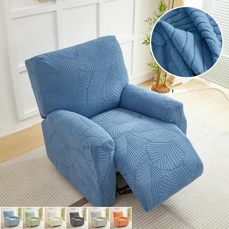 housse fauteuil bleu feuilles stylisées moderne pièces boutons serrage