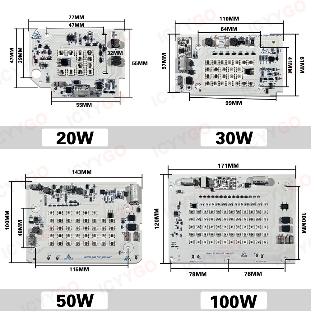 projecteur extérieur led 5050 blanc haute luminosité 10w 20w 50w 100w